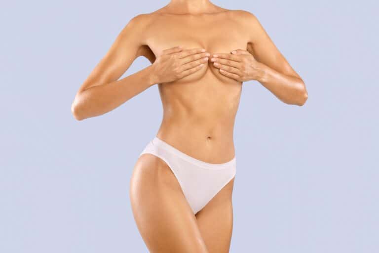 shot of a slim woman topless