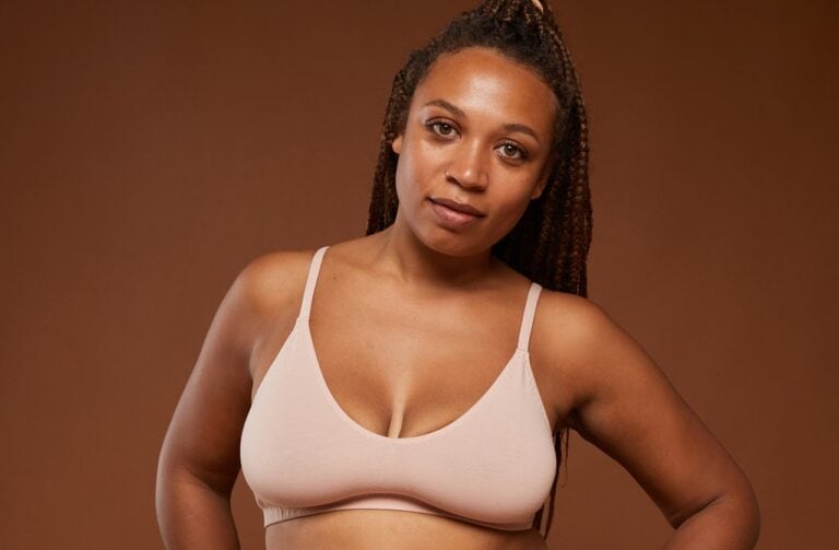black woman in surgical bra